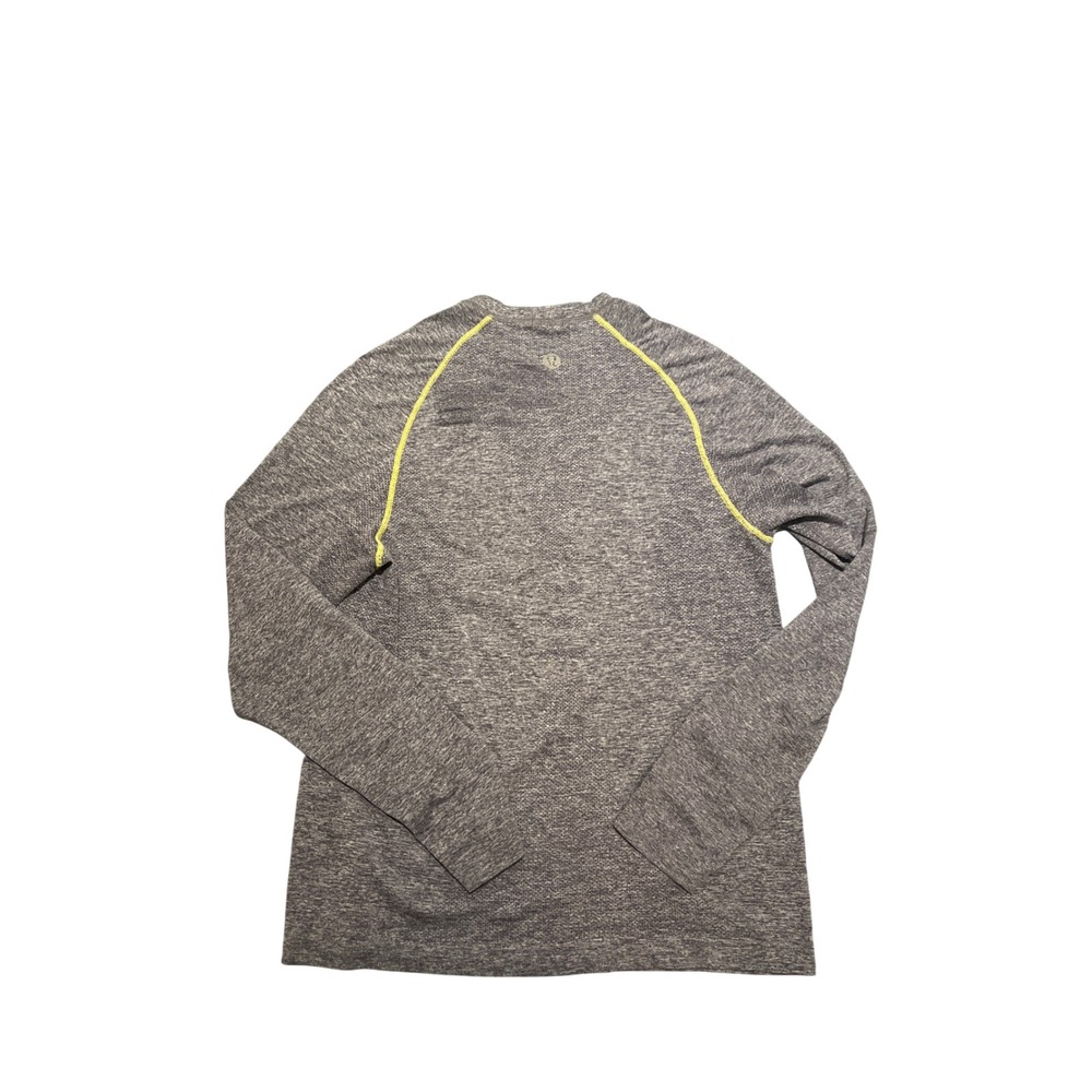 Lululemon Long Sleeve Athletic Shirt Heathered Gray Yellow Trim Men's Medium - Picture 2 of 8